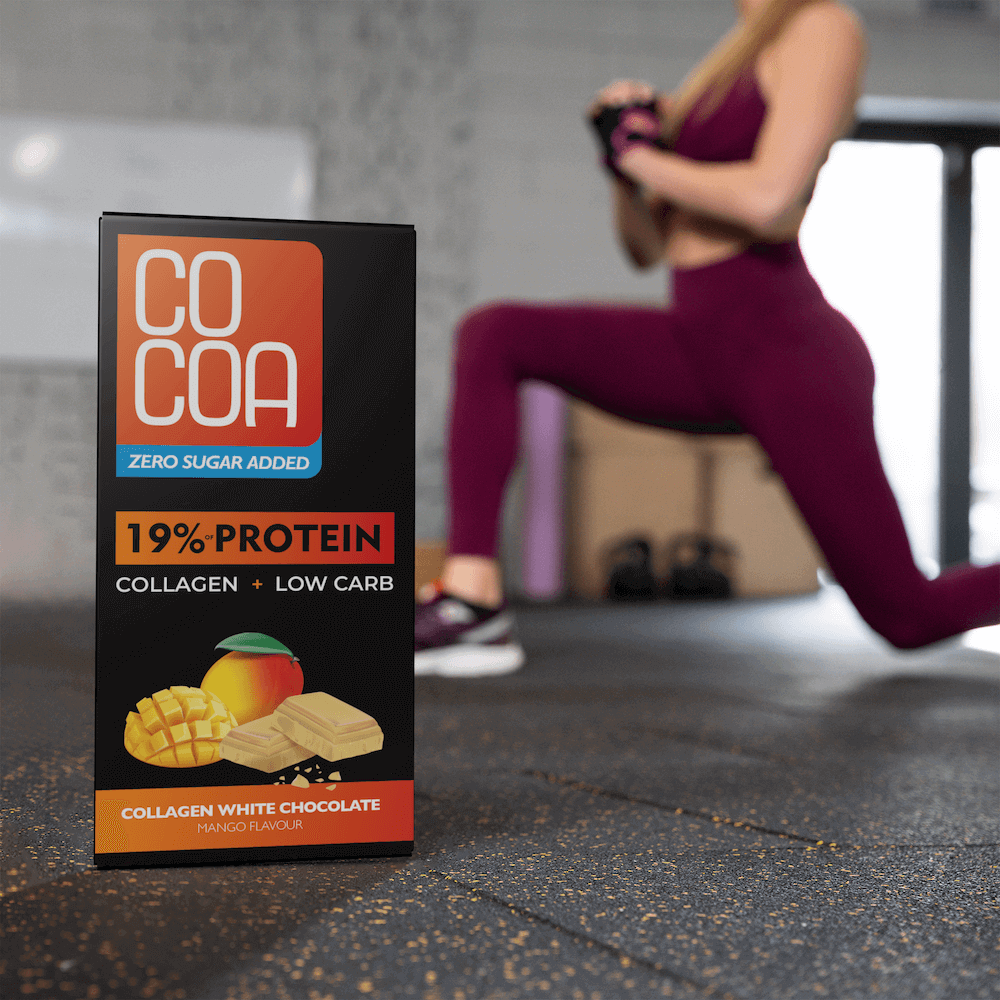 Czekolada proteinowa mango z kolagenem 0 added sugar gym